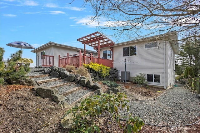 5726 Nakat Way, Blaine, WA 98230 - back of property with central air condition unit and a pergola