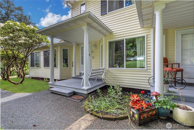 exterior space featuring covered porch