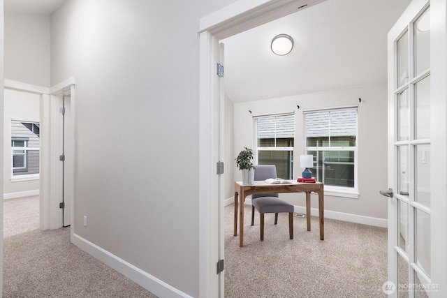2608 SW Myrtle St, Seattle, WA 98106 - office area with light colored carpet, baseboards, and french doors