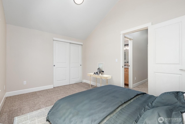 2608 SW Myrtle St, Seattle, WA 98106 - carpeted bedroom with lofted ceiling, baseboards, and a closet