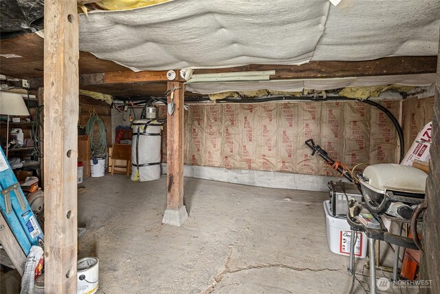 view of unfinished basement