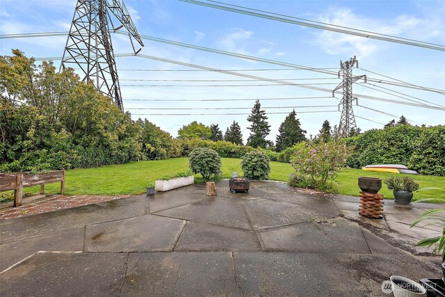 view of patio / terrace featuring an outdoor fire pit