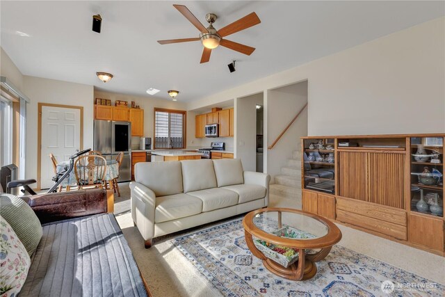 17422 90th Ave E, Puyallup, WA 98375 - living area featuring ceiling fan and stairs
