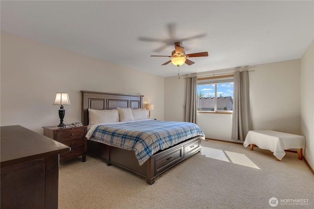 17422 90th Ave E, Puyallup, WA 98375 - bedroom with light carpet, ceiling fan, and baseboards