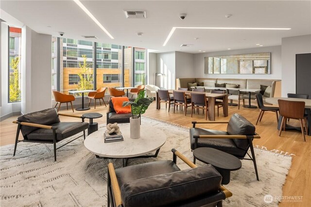 community lobby with visible vents