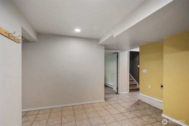 540 SW Fernwood St, Issaquah, WA 98027 - finished basement featuring stairs, baseboards, and recessed lighting