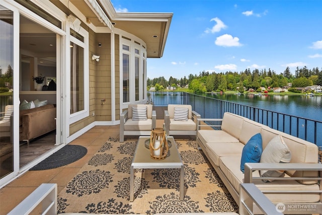 26408 136th Ave SE, Kent, WA 98042 - view of patio with outdoor lounge area, a water view, and view of scattered trees