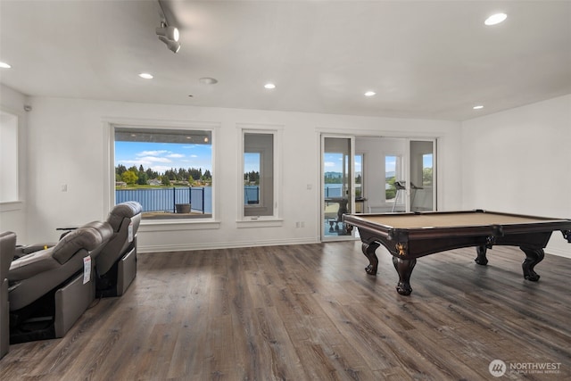 26408 136th Ave SE, Kent, WA 98042 - recreation room with recessed lighting, wood finished floors, billiards table, and baseboards