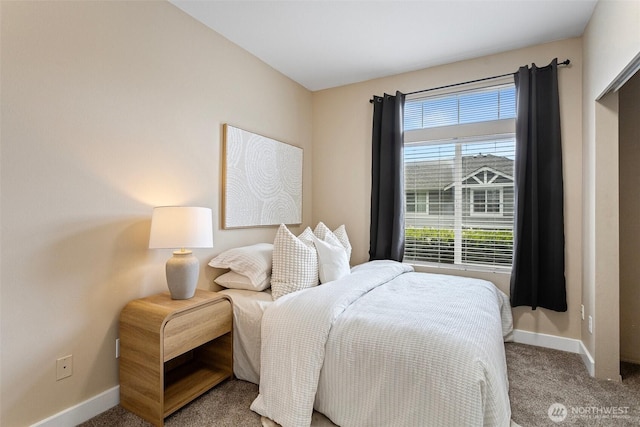 carpeted bedroom with baseboards and multiple windows