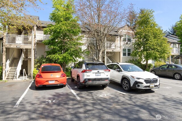 uncovered parking lot with stairway