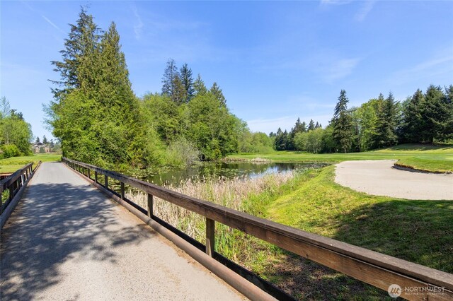 view of property's community with a water view