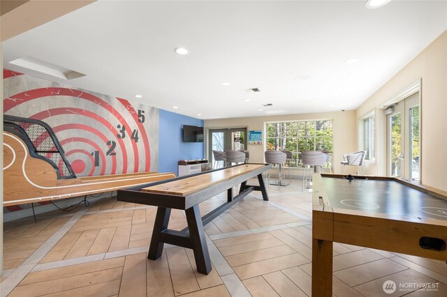 playroom with recessed lighting and visible vents