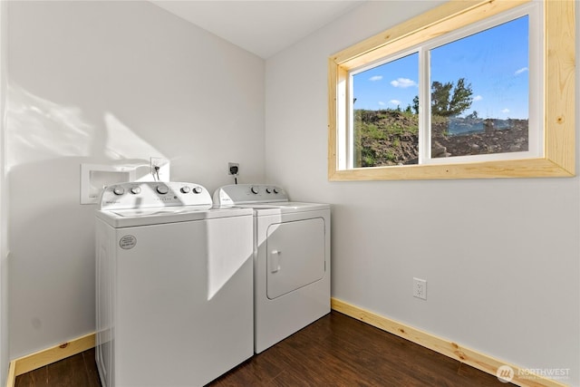 428 Castle Ave, Winthrop, WA 98862 - laundry room with separate washer and dryer and dark wood-type flooring