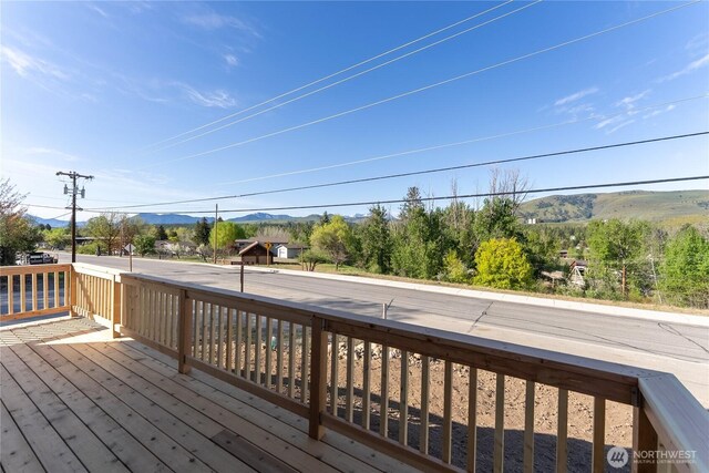 deck featuring a mountain view