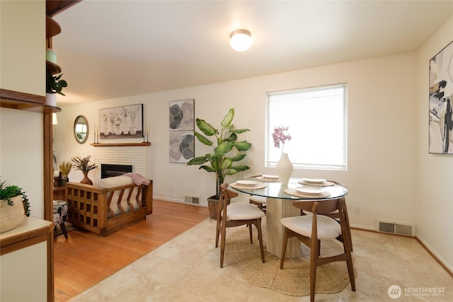 12223 4th Ave NW, Seattle, WA 98177 - dining area featuring visible vents, baseboards, and a fireplace