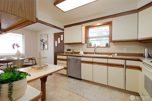12223 4th Ave NW, Seattle, WA 98177 - kitchen with a sink, white cabinets, stainless steel dishwasher, and a wealth of natural light