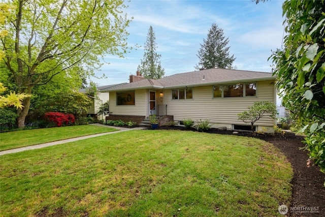 12223 4th Ave NW, Seattle, WA 98177 - ranch-style house featuring a chimney and a front yard