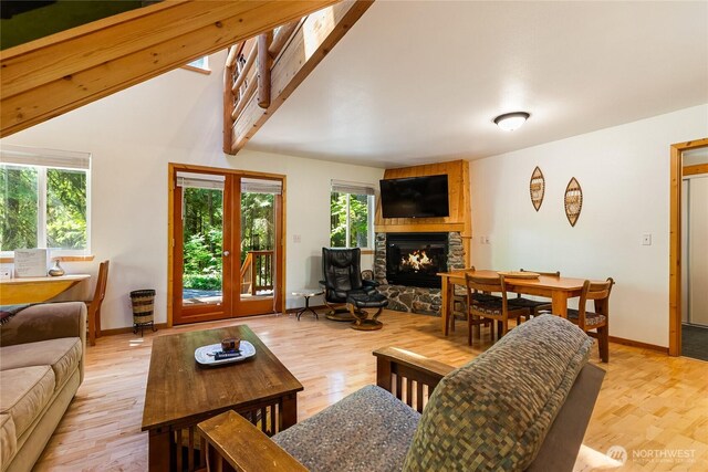 7502 Glacier Spgs, Deming, WA 98244 - living room featuring a fireplace and light wood finished floors