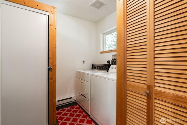 7502 Glacier Spgs, Deming, WA 98244 - washroom with a baseboard radiator and washer and clothes dryer