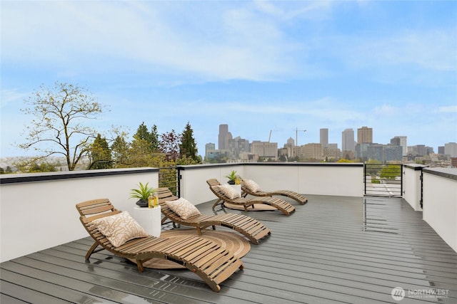 deck with a view of city