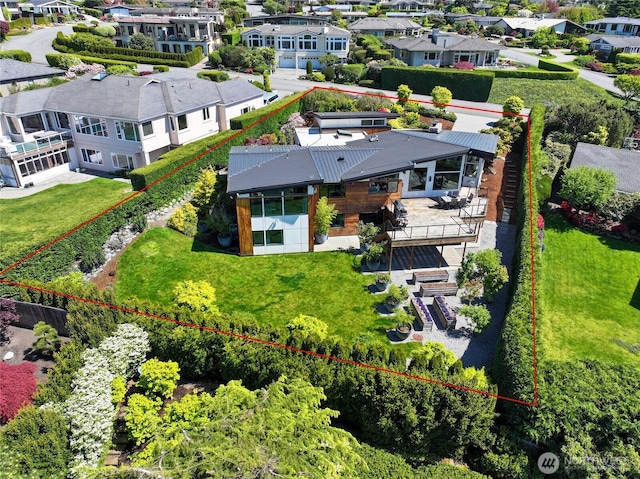 aerial view with a residential view