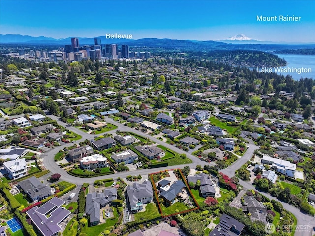 aerial view featuring a mountain view