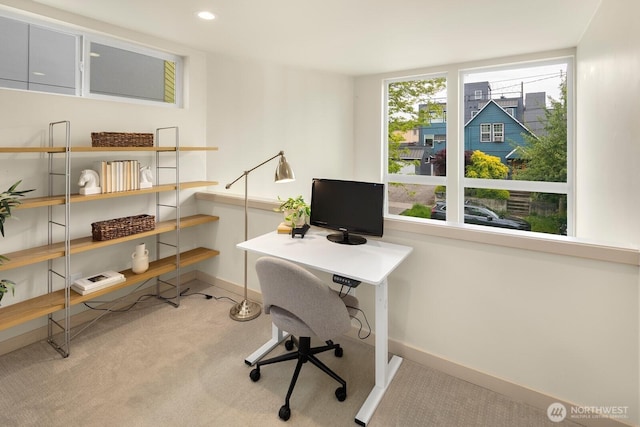 2612A SW Nevada St, Seattle, WA 98126 - office area featuring carpet, baseboards, and recessed lighting