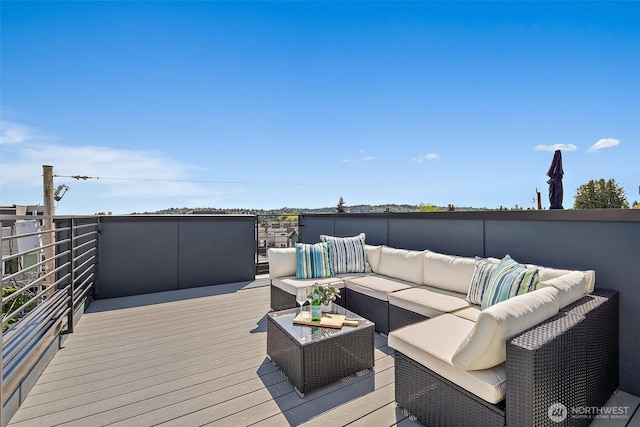 2414 NW 64th St Unit A, Seattle, WA 98107 - wooden terrace featuring an outdoor living space