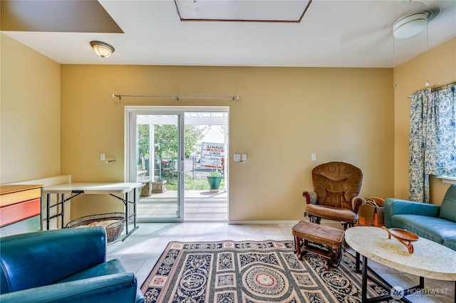 1664 Shine Rd, Port Ludlow, WA 98365 - living area featuring light tile patterned floors and baseboards