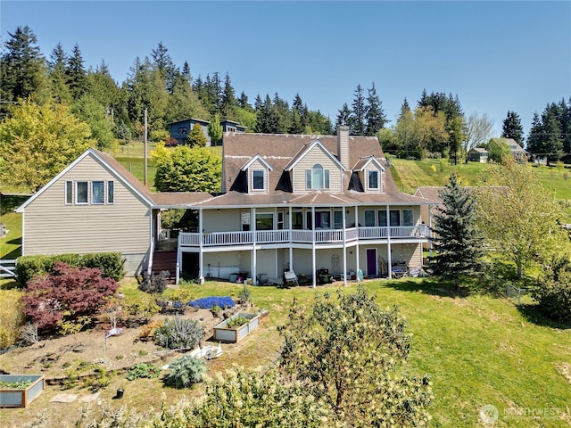 1664 Shine Rd, Port Ludlow, WA 98365 - back of property with a yard and a chimney