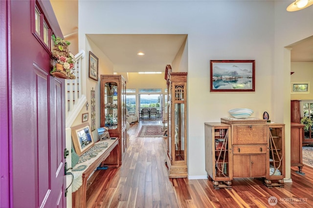 1664 Shine Rd, Port Ludlow, WA 98365 - entrance foyer featuring dark wood-type flooring, baseboards, and recessed lighting