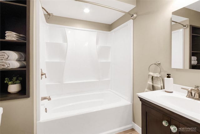 full bath with vanity and shower / bathing tub combination
