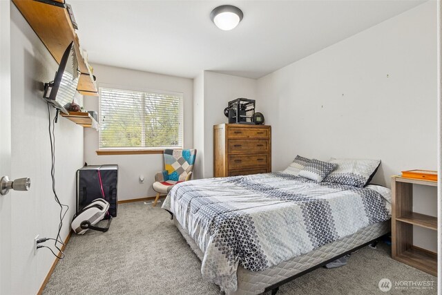carpeted bedroom with baseboards