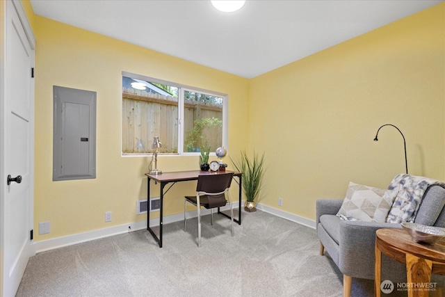 19542 6th Ave NE, Shoreline, WA 98155 - office with visible vents, carpet, baseboards, and electric panel