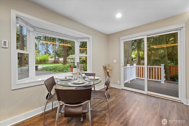 19542 6th Ave NE, Shoreline, WA 98155 - dining room featuring baseboards, recessed lighting, and wood finished floors