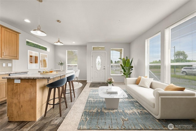 4672 Birch Bay Lynden Rd Unit 87, Blaine, WA 98230 - living room featuring recessed lighting and dark wood-style floors