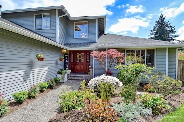 3506 S Grace Ln, Bellingham, WA 98226 - view of exterior entry featuring roof with shingles