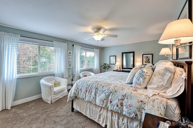 3506 S Grace Ln, Bellingham, WA 98226 - bedroom featuring carpet floors, baseboards, and ceiling fan