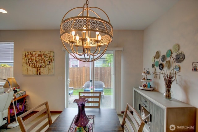 454 S 48th St, Mount Vernon, WA 98274 - dining area with baseboards and a chandelier
