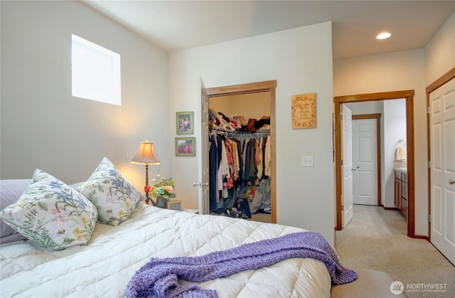 454 S 48th St, Mount Vernon, WA 98274 - bedroom with a walk in closet, light carpet, a closet, and recessed lighting