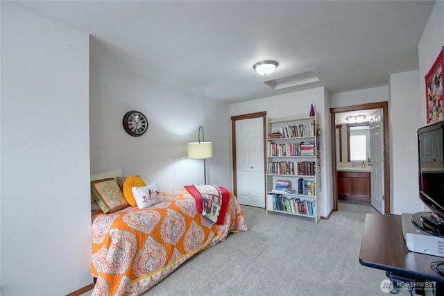 454 S 48th St, Mount Vernon, WA 98274 - bedroom featuring a sink, ensuite bathroom, and carpet flooring
