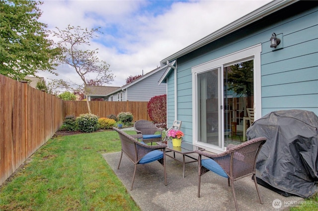 454 S 48th St, Mount Vernon, WA 98274 - exterior space with a fenced backyard and grilling area
