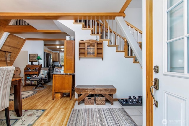 121 Sunstone Rd, Packwood, WA 98361 - foyer entrance featuring stairs and light wood-type flooring