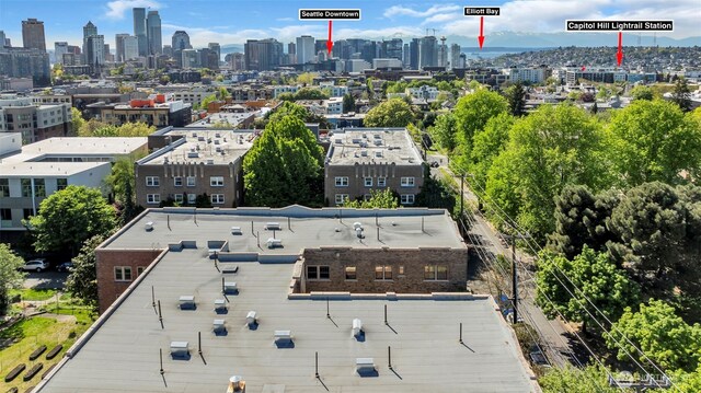 drone / aerial view of a skyline view