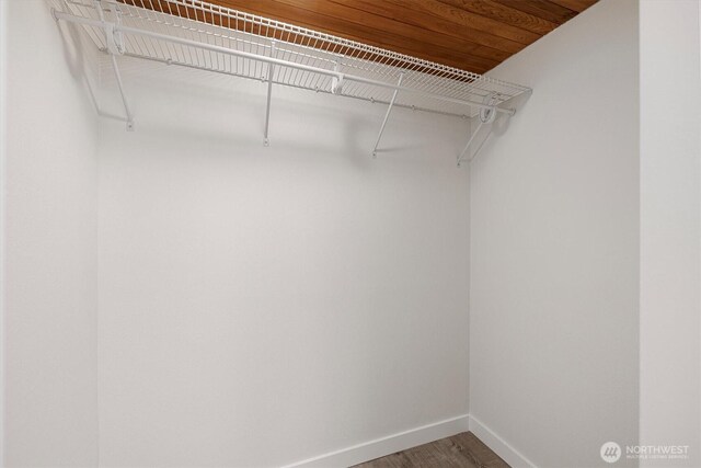 walk in closet featuring wood finished floors