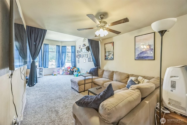 201 3rd St NE, Yelm, WA 98597 - carpeted living area with ceiling fan