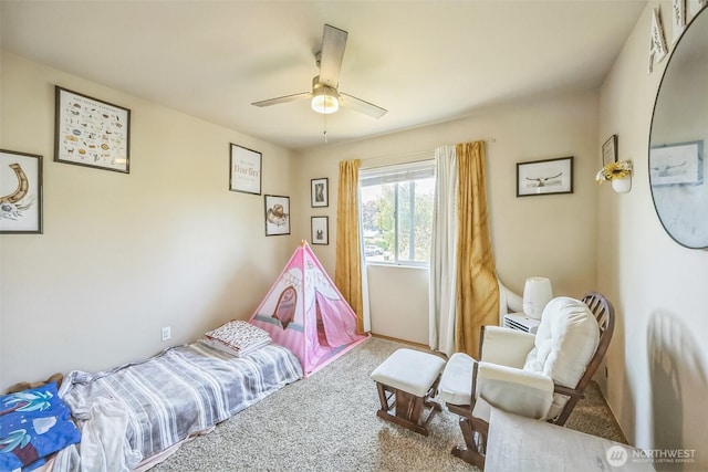 201 3rd St NE, Yelm, WA 98597 - bedroom with a ceiling fan, carpet flooring, and baseboards