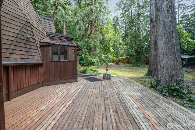 wooden deck featuring fence