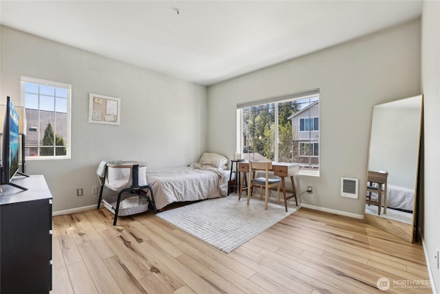 15720 Manor Way Unit C5, Lynnwood, WA 98087 - bedroom featuring light wood-style flooring, heating unit, and baseboards