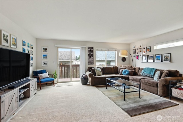 living room featuring carpet flooring